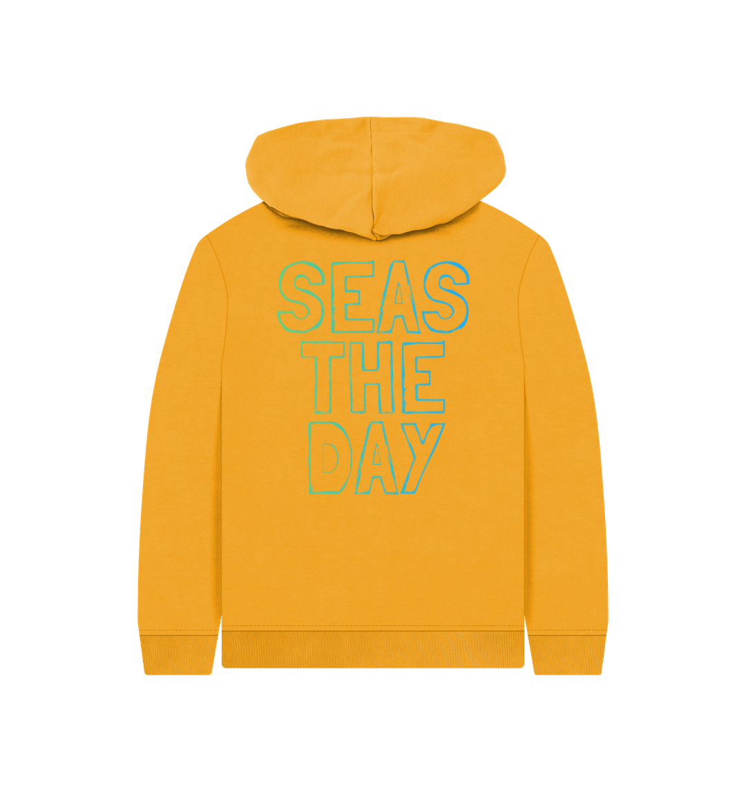 Mustard Printed Kids Hoodie Back