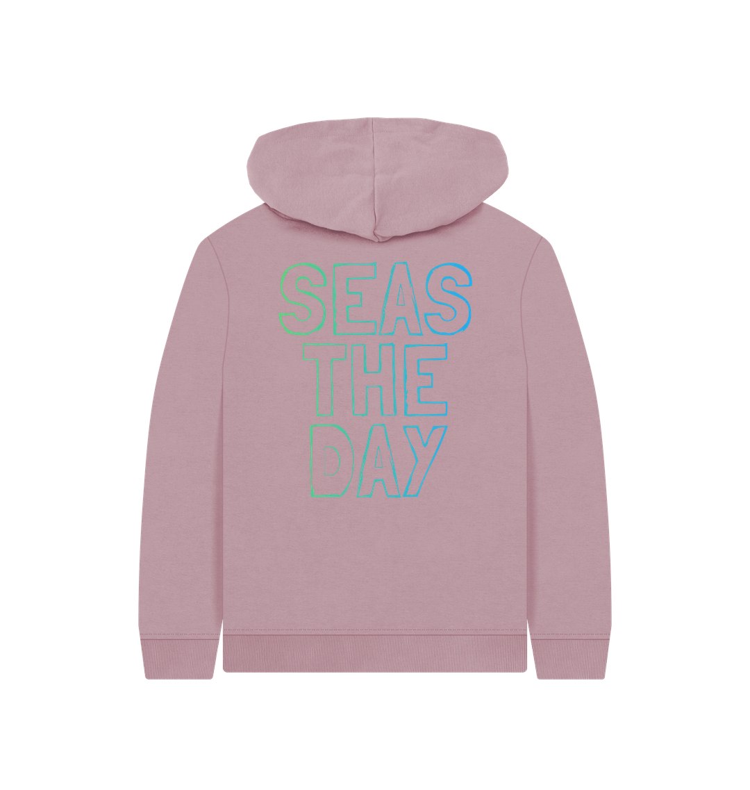Mauve Printed Kids Hoodie Back