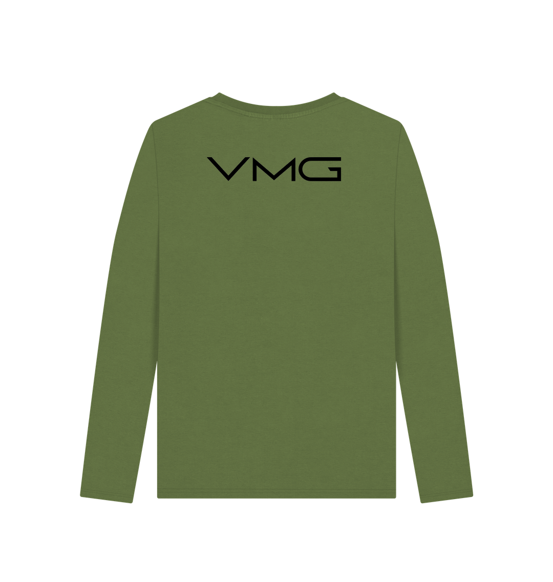 Khaki Printed Long Sleeve T Shirt Back