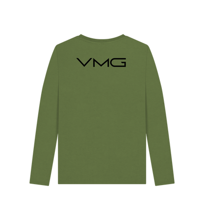 Khaki Printed Long Sleeve T Shirt Back