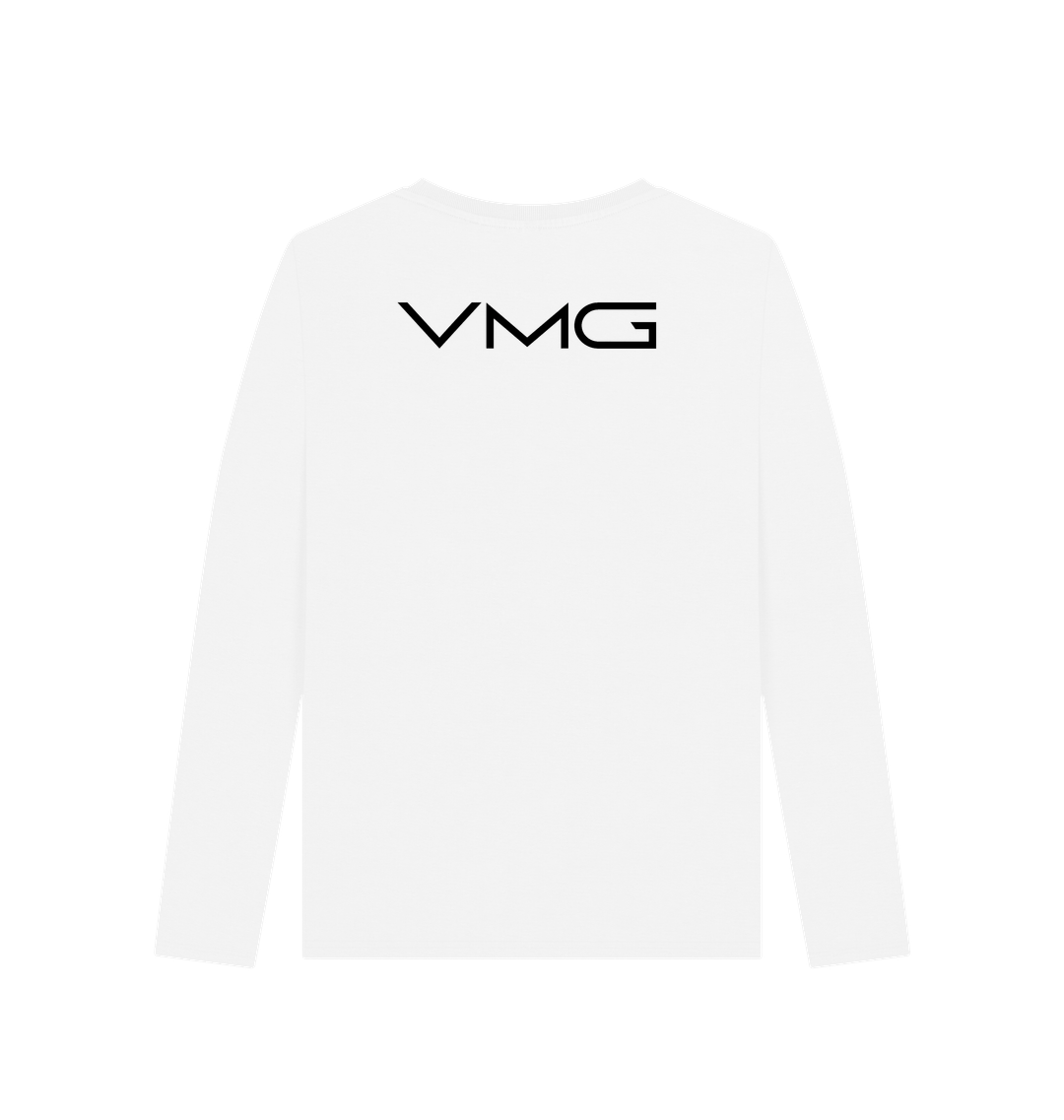 White Printed Long Sleeve T Shirt Back