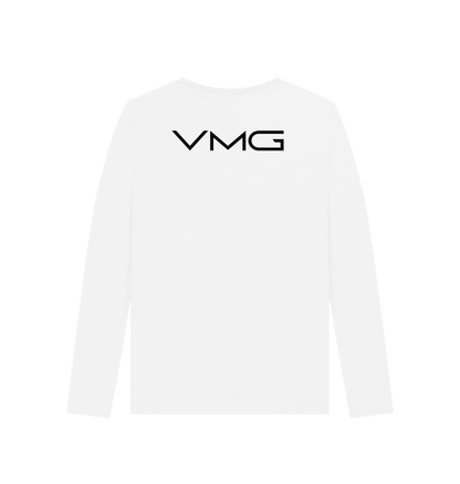 White Printed Long Sleeve T Shirt Back