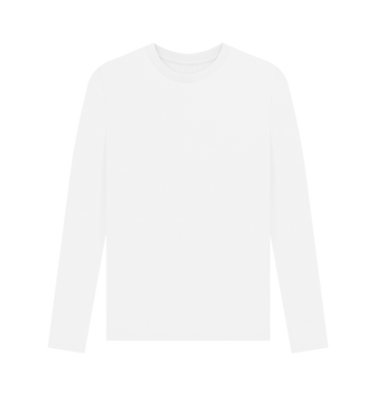 White Printed Long Sleeve T Shirt Front