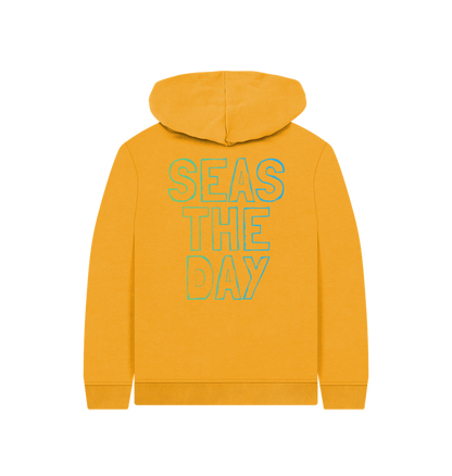 Mustard Printed Kids Hoodie Back