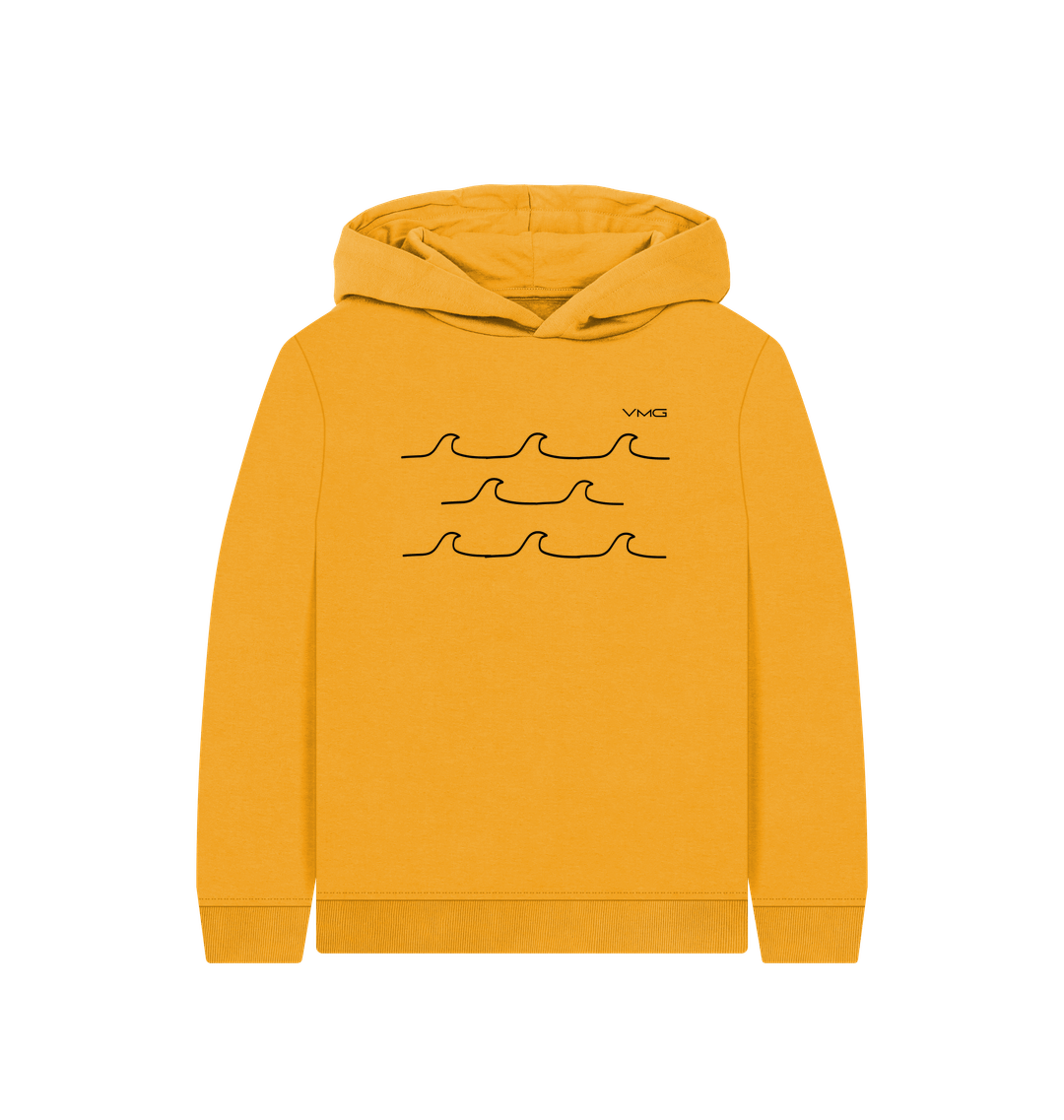 Mustard Printed Kids Hoodie Front