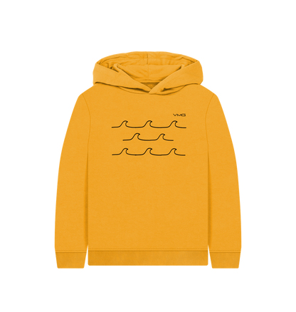 Mustard Printed Kids Hoodie Front