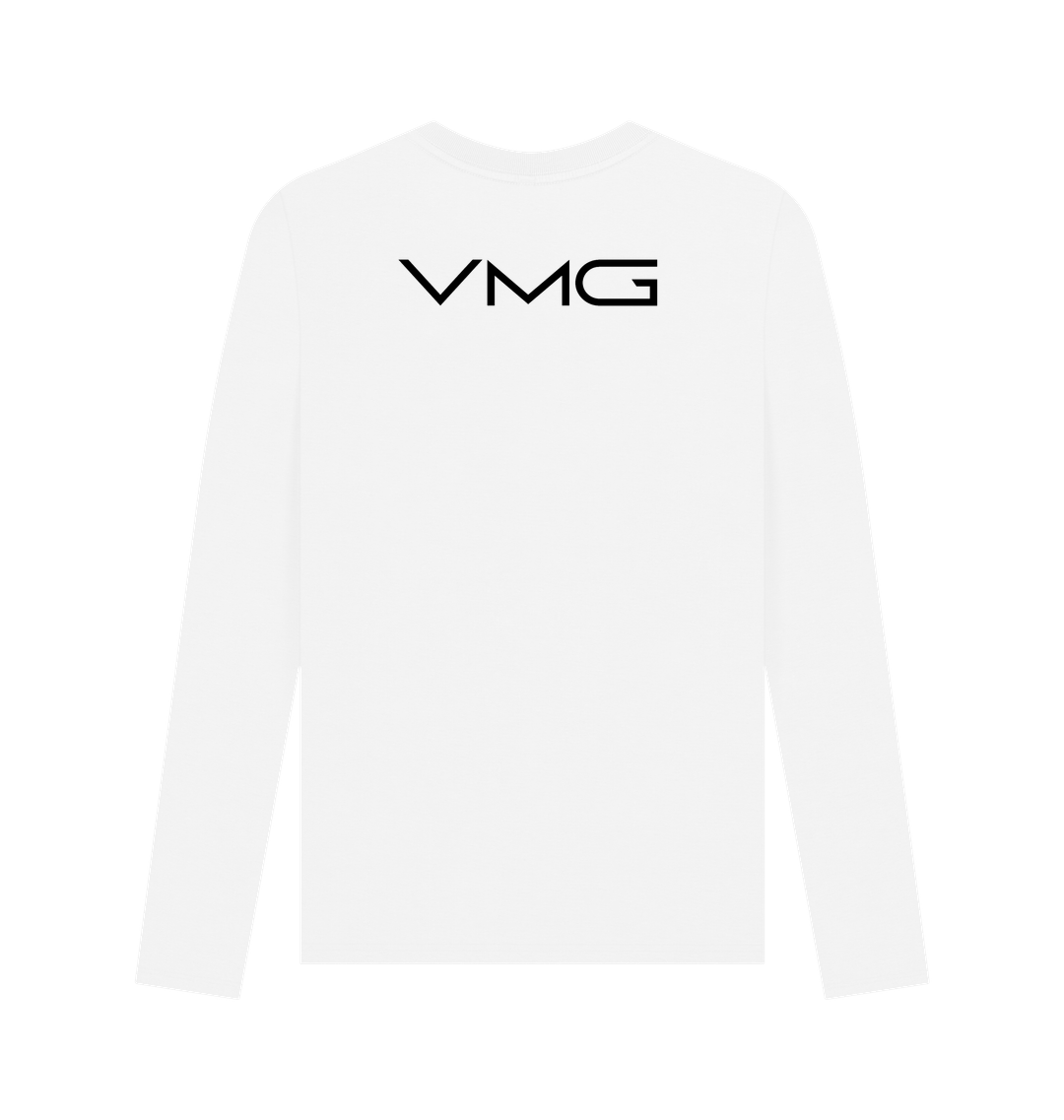 White Printed Long Sleeve T Shirt Back