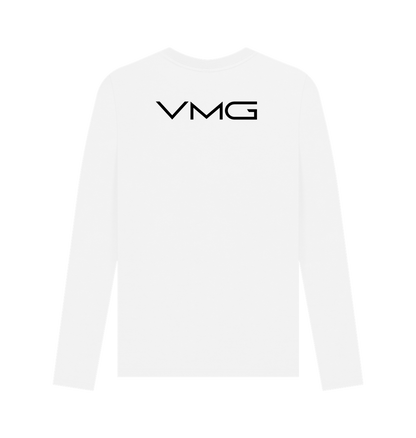 White Printed Long Sleeve T Shirt Back