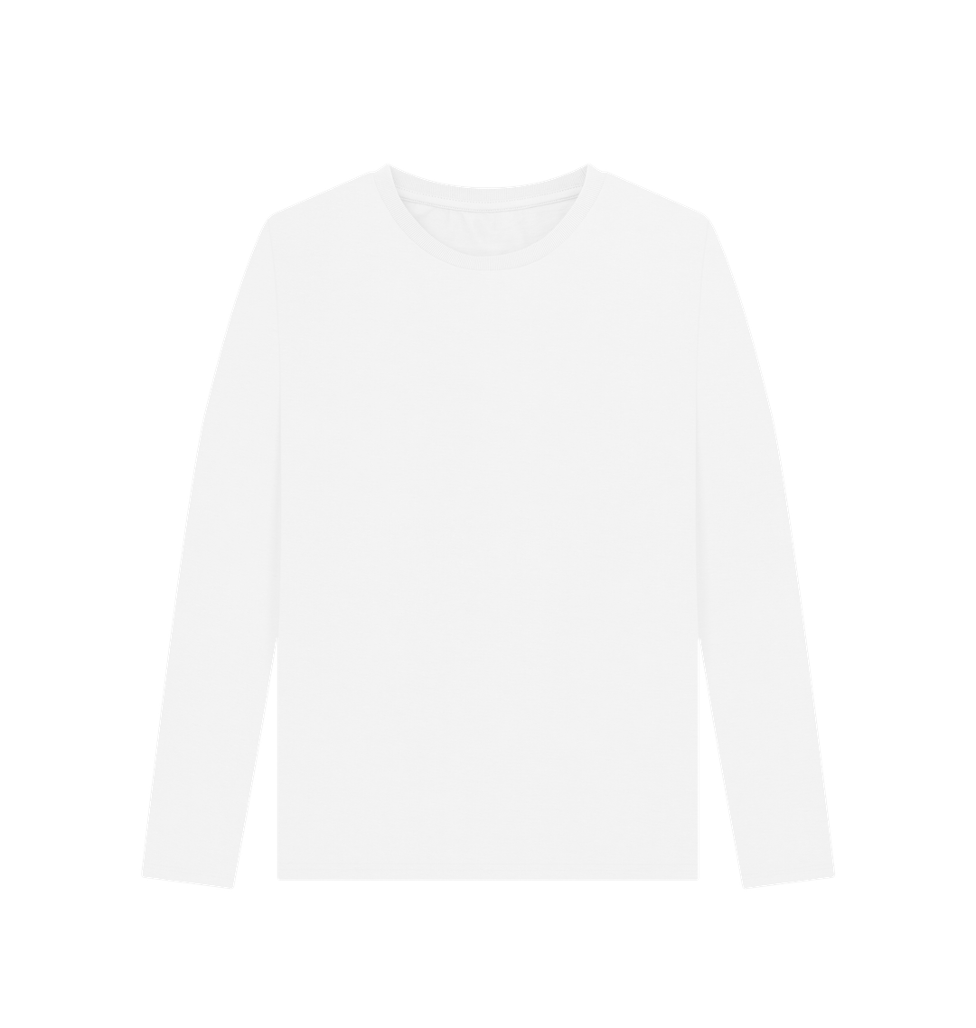 White Printed Long Sleeve T Shirt Front