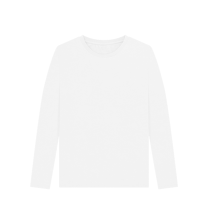 White Printed Long Sleeve T Shirt Front